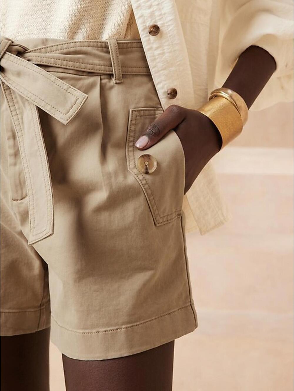 NWT Banana Republic Belted Authentic Chino Shorts Tan Khaki 16 - Picture 4 of 9
